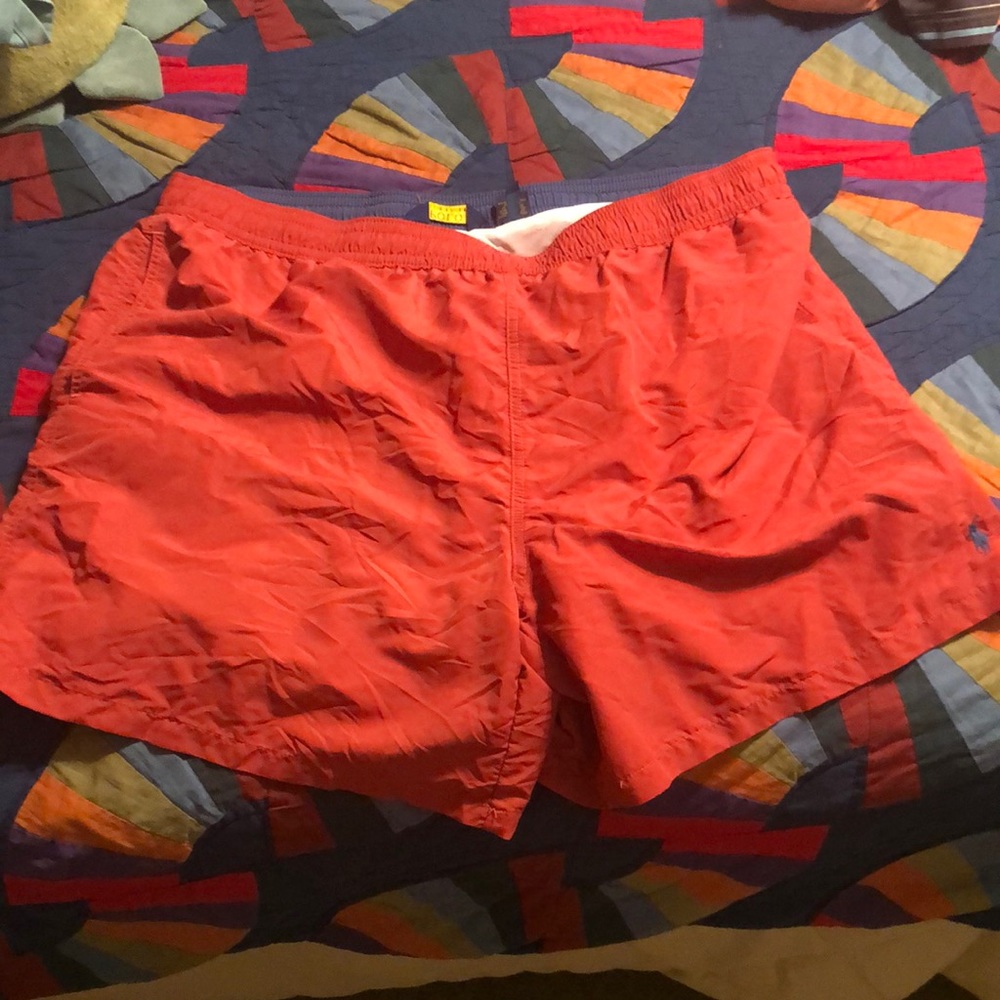 Mens Polo Swim Shorts-Red